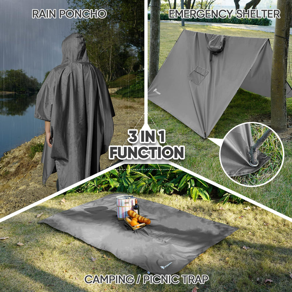 PTEROMY Hooded Rain Poncho for Adult with Pocket, Water