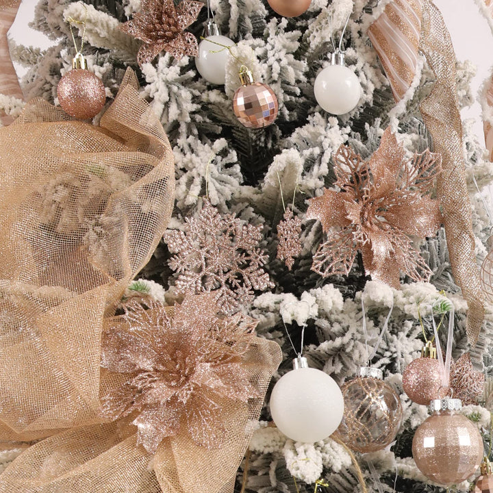 Wironlst 16 Pcs Glitter Poinsettia Flowers Artificial -