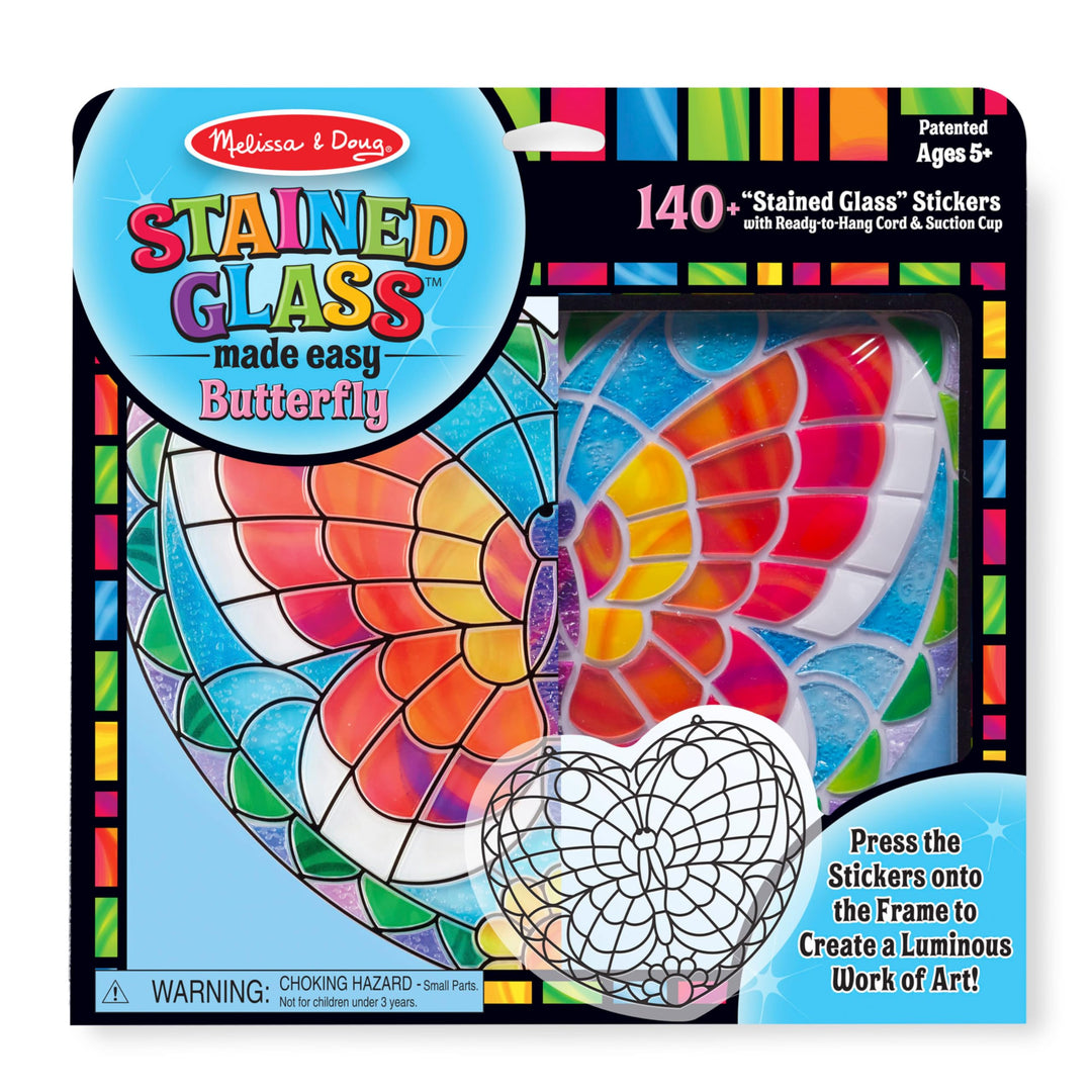 Melissa &amp; Doug Stained Glass Made Easy Activity Kit: Butterfly - 140+ Stickers - Kids Sticker Stained Glass Craft Kit; Sun Catchers For Kids Ages 5+
