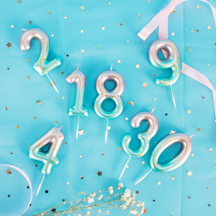 5th Pink Green Gradient Birthday Candle for Cake Number 5 Glitter Cake Topper Decorations for Kids Adults Celebration Party Supplies