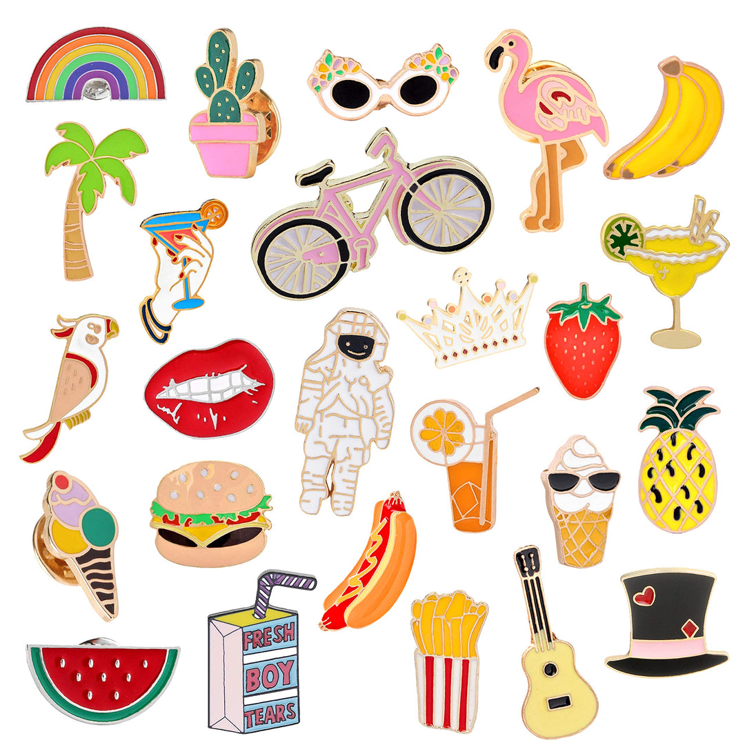 25 Pieces Cute Enamel Lapel Pin Set Cartoon Brooch Pin Badges Brooch Pins for Clothing Bags Jackets Accessories Supplies DIY Crafts