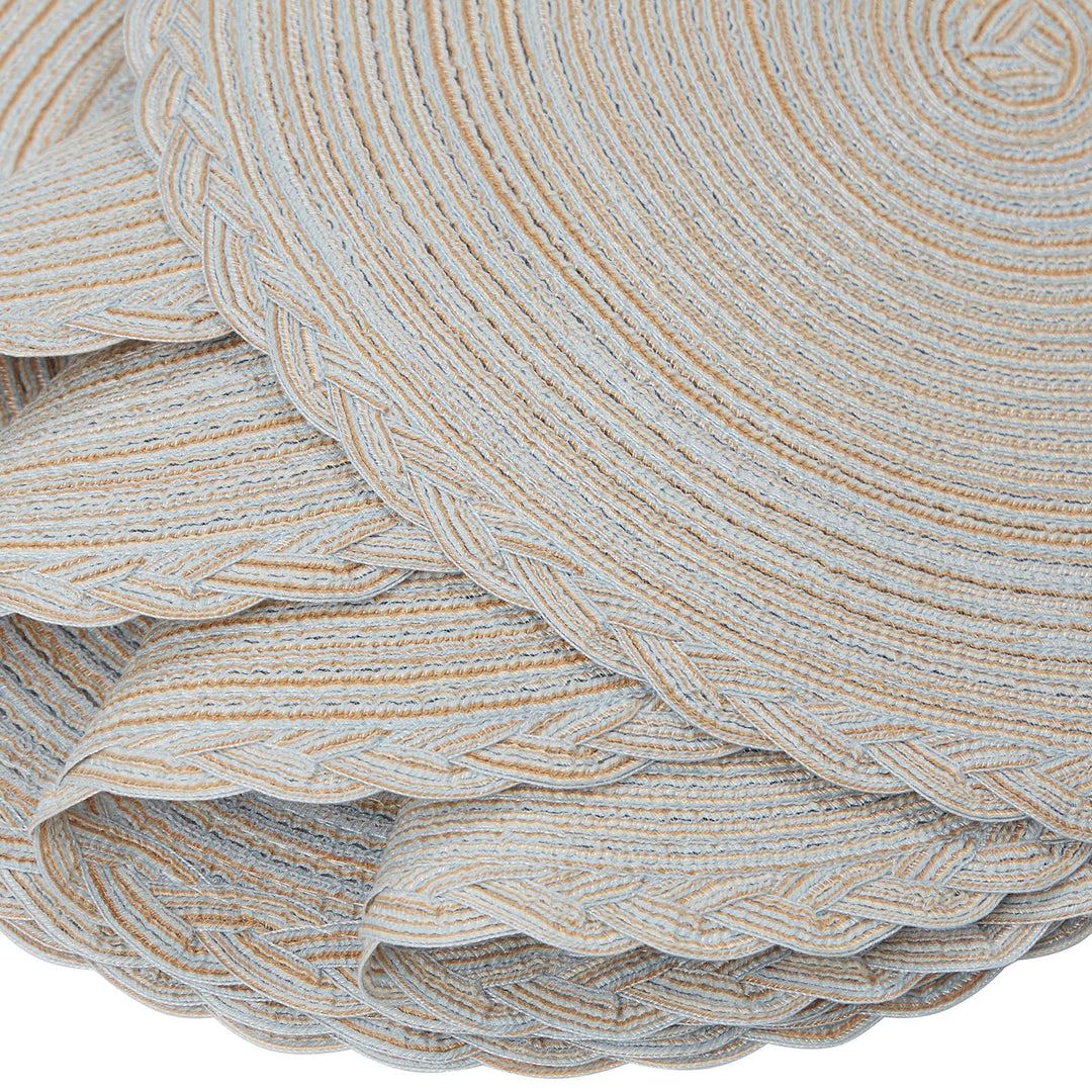 Round Braided Placemats, Set of 6 Table Place Mats for Round Dining Tables, 15 inches Round Placemat, Place Mat Round Table Mats (Black)