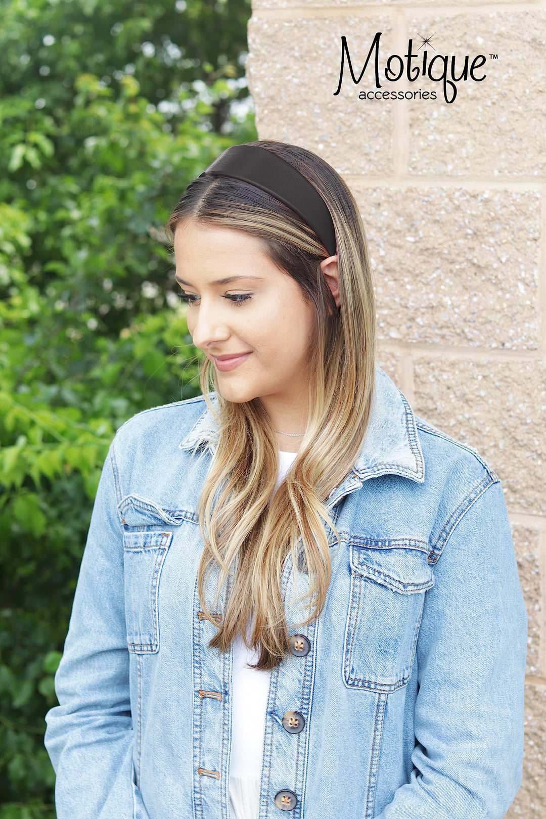 Black 2 Inch Wide Leather Like Headband Solid Hair band for Women and Girls