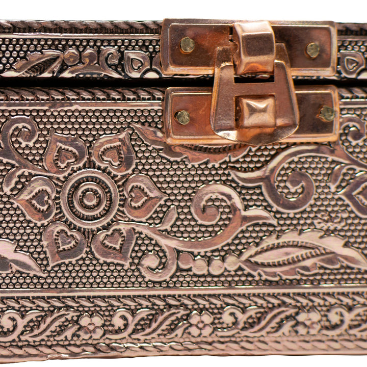 Copper-Tone Metal Gift and Jewelry Box | Beautiful Floral and Elephant Design | Great Gift for Bridesmaids, First Communion, or Graduation | Hold Jewelry, Photos, Trinkets, or Makeup