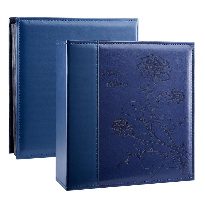 Photo Picutre Album 4x6 500 Photos, Extra Large Capacity Leather Cover Wedding Family Photo Albums Holds 500 Horizontal and Vertical 4x6 Photos with Black Pages(Blue)