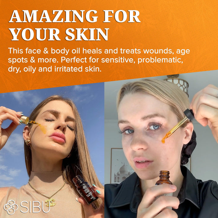 Sibu Premium Himalayan Sea Buckthorn Seed Oil, USDA Organic (10ml) – Amazing for Sensitive Skin, Breakouts, &amp; Irritation