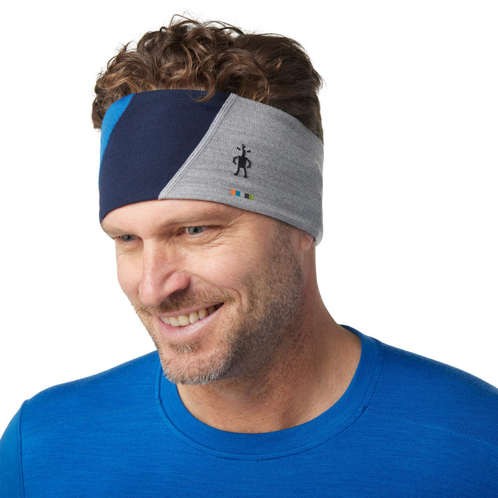 Thermal Merino Colorblock Headband | Merino Wool Sweatband for Men and Women, Laguna Blue Heather, One Size