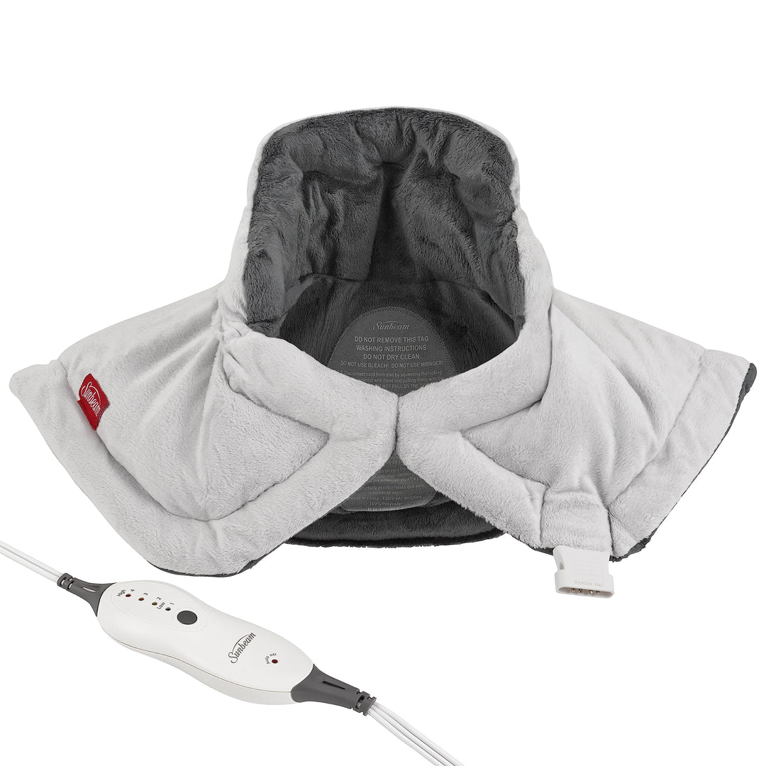 Contoured Heating Pad for Neck &amp; Shoulder Pain Relief with Auto Shut Off, Moist Heating Option, 22 x 19, Grey