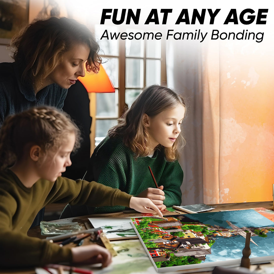 Paint by Numbers for Adults Framed Canvas - Adult Paint by Number Kits on Canvas - Paint by Number for adults Frame - DIY Painting by Numbers for Adults - Number Painting for Adults Lakeside