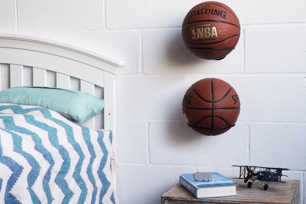 Sporta Wall Mounted Ball Storage Sports Ball Holder Rack Display Storage Steel (Black)