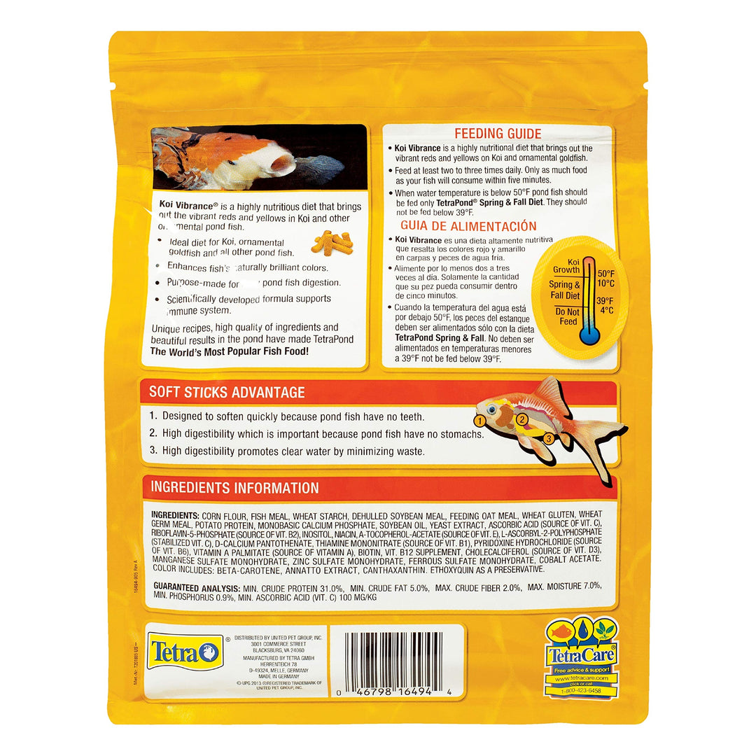 Pond Koi Vibrance 1.43 Pounds, Soft Sticks, Floating Pond Food
