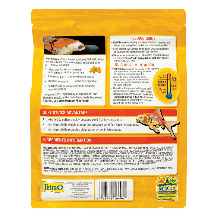 Pond Koi Vibrance 1.43 Pounds, Soft Sticks, Floating Pond Food