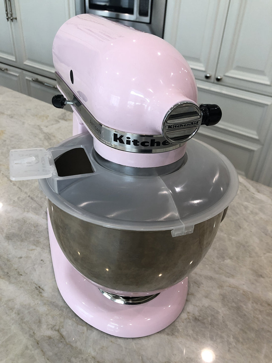 Stainless Exclusively for Kitchen Aid Mixing Bowl, USA Patented 3 in 1 Splatter Cover, Eliminates The Mess, Securely Seals, 4.5 quart, clear