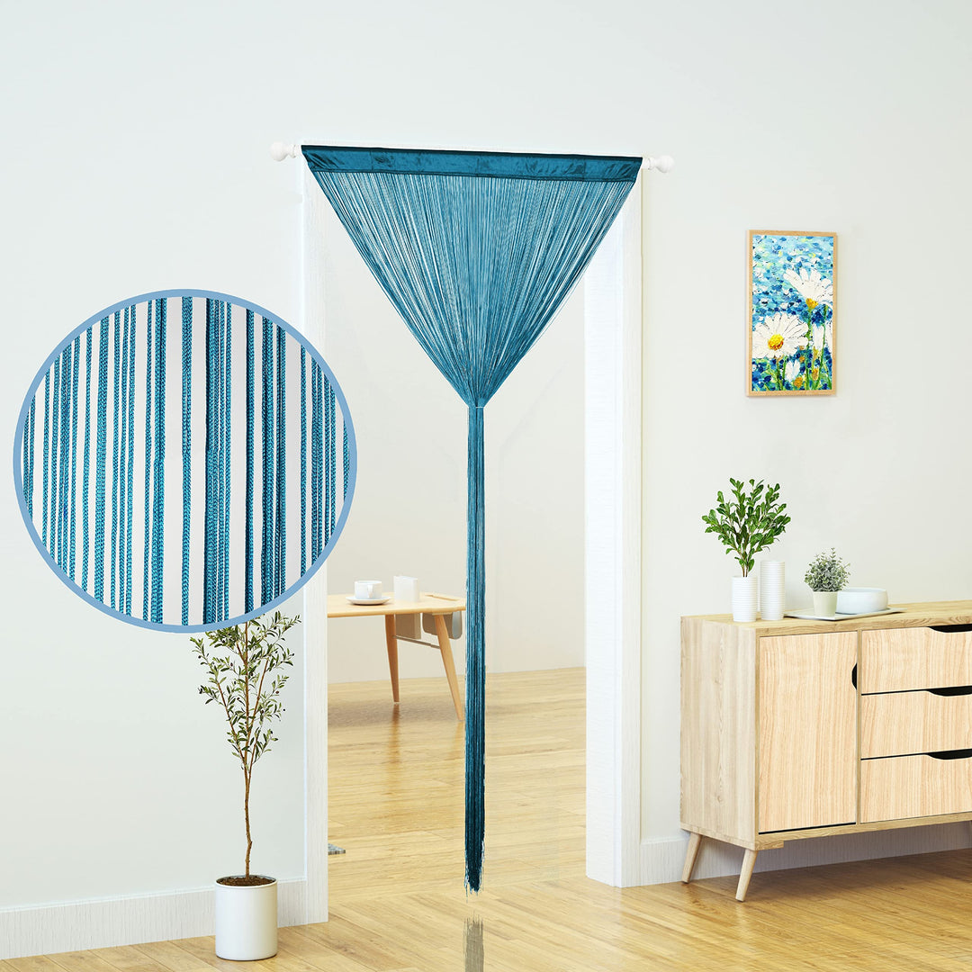 Doorway String Curtain Door Curtains,Boho Hippie Hanging Patio Room Decor Bedroom Wall Window Closet Kitchen Living Room Fringe Macrame Divider Panel Laundry Room Tapestry (Teal Blue, 100 x 200 cm)