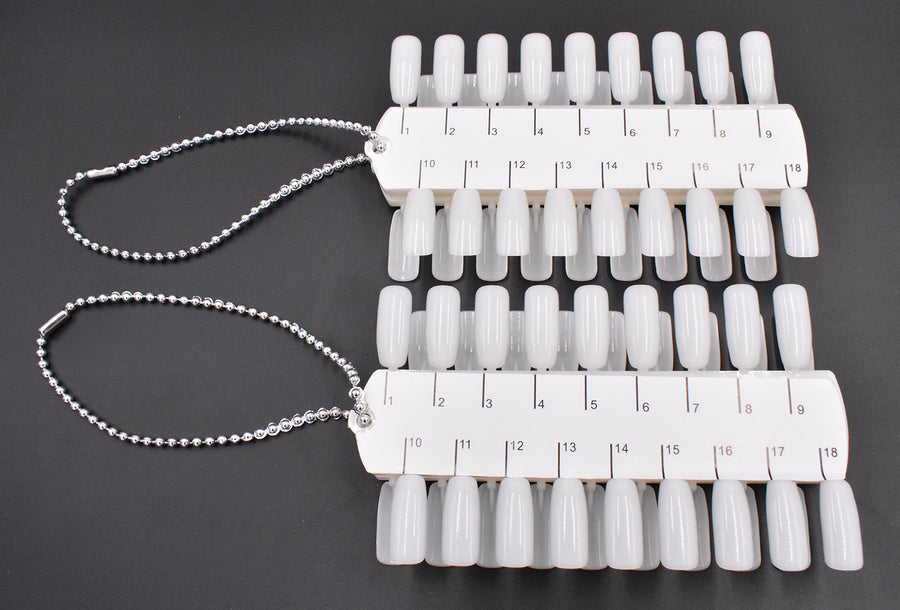 2 Sets 72 Tips Double Layer Nail Color Display Card Nail Art Practice Design Training Plastic Polish Board Swatches with Ball Chain