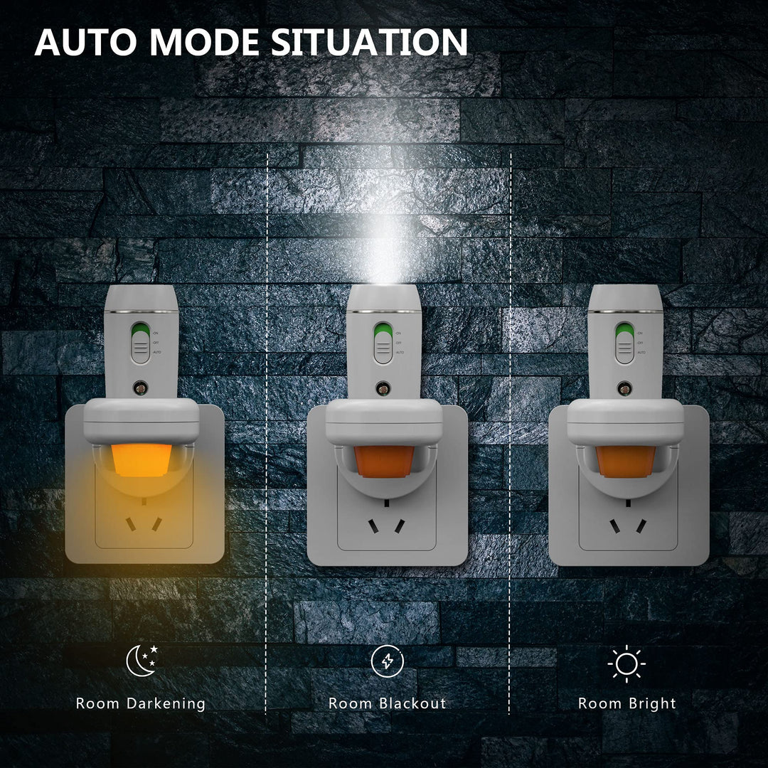 Emergency LED Flashlight, 3-in-1 Rechargeable Power Failure Light, Multi-Function Portable Automatically Handheld Lights for Home, Lighting Sensor Night Light, 2 Packs