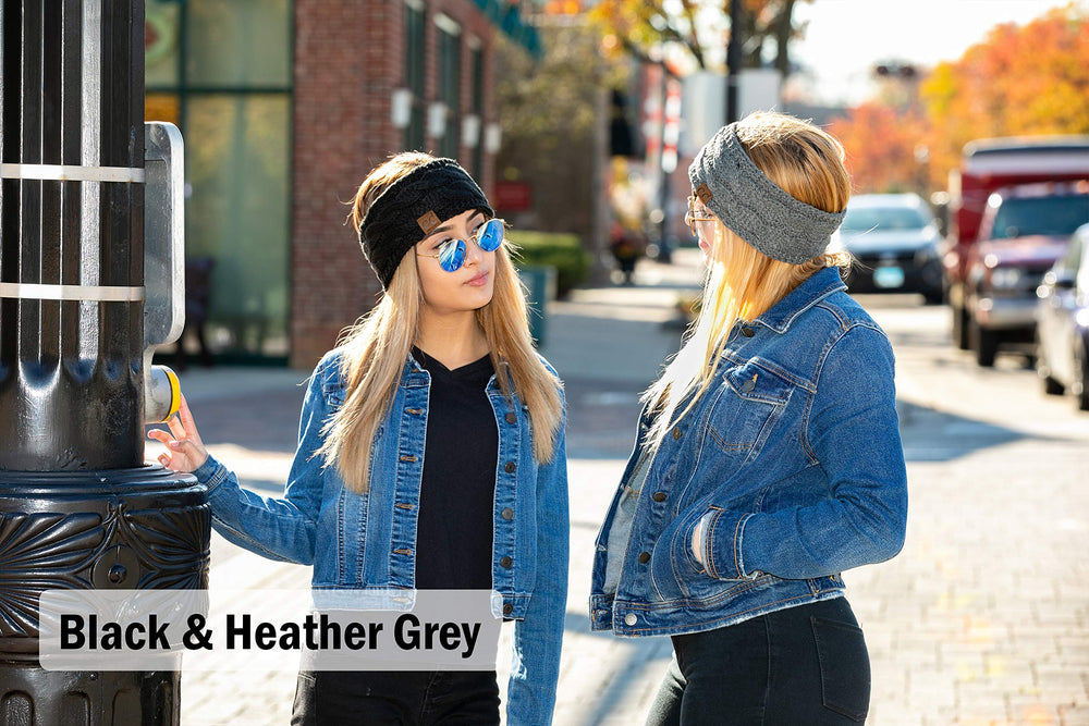 Women's White Knit Headband Ear Warmer, Fleece Lined Cable Knit Stretch Winter Headwrap - Indi Pink