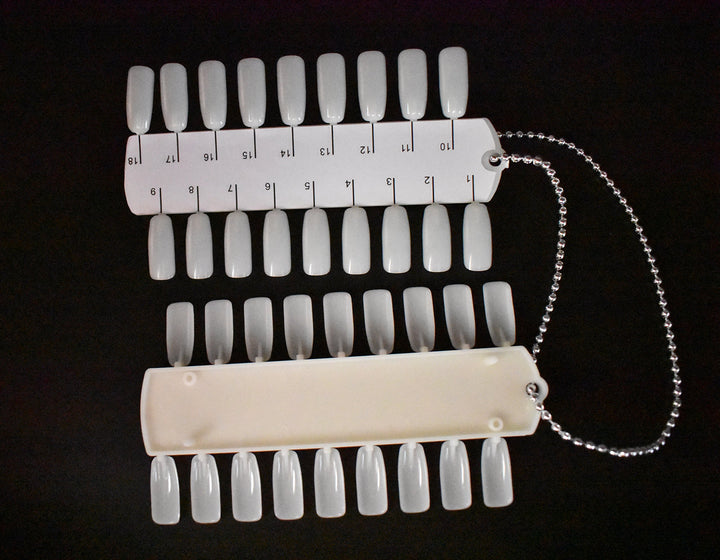 Art&amp;Beauty 2 Sets 72 Tips Double Layer Nail Color Display Card Nail Art Practice Design Training Plastic Polish Board Swatches with Ball Chain