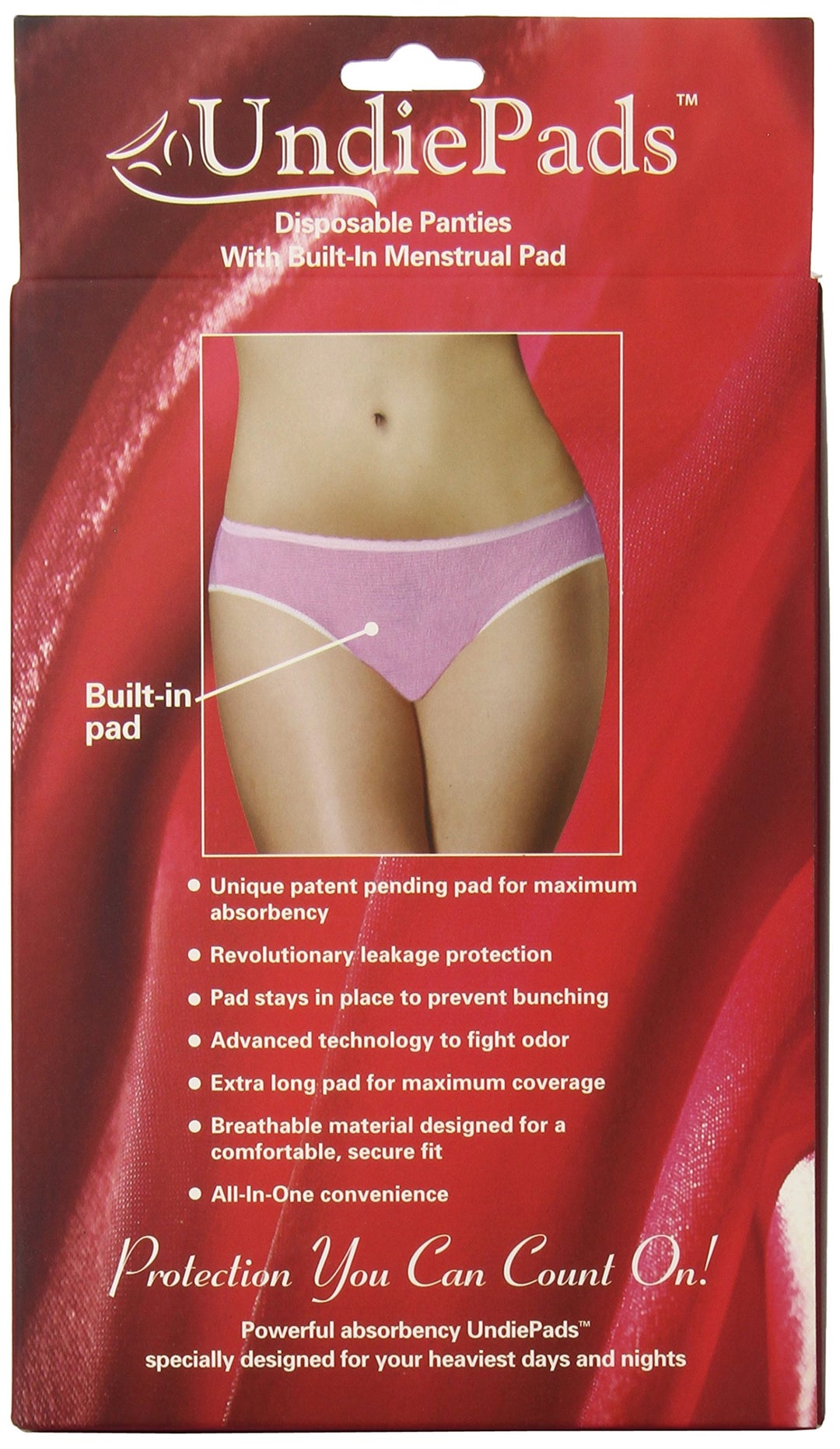 Period Panties With Built-in Pad, Large and Extra Large