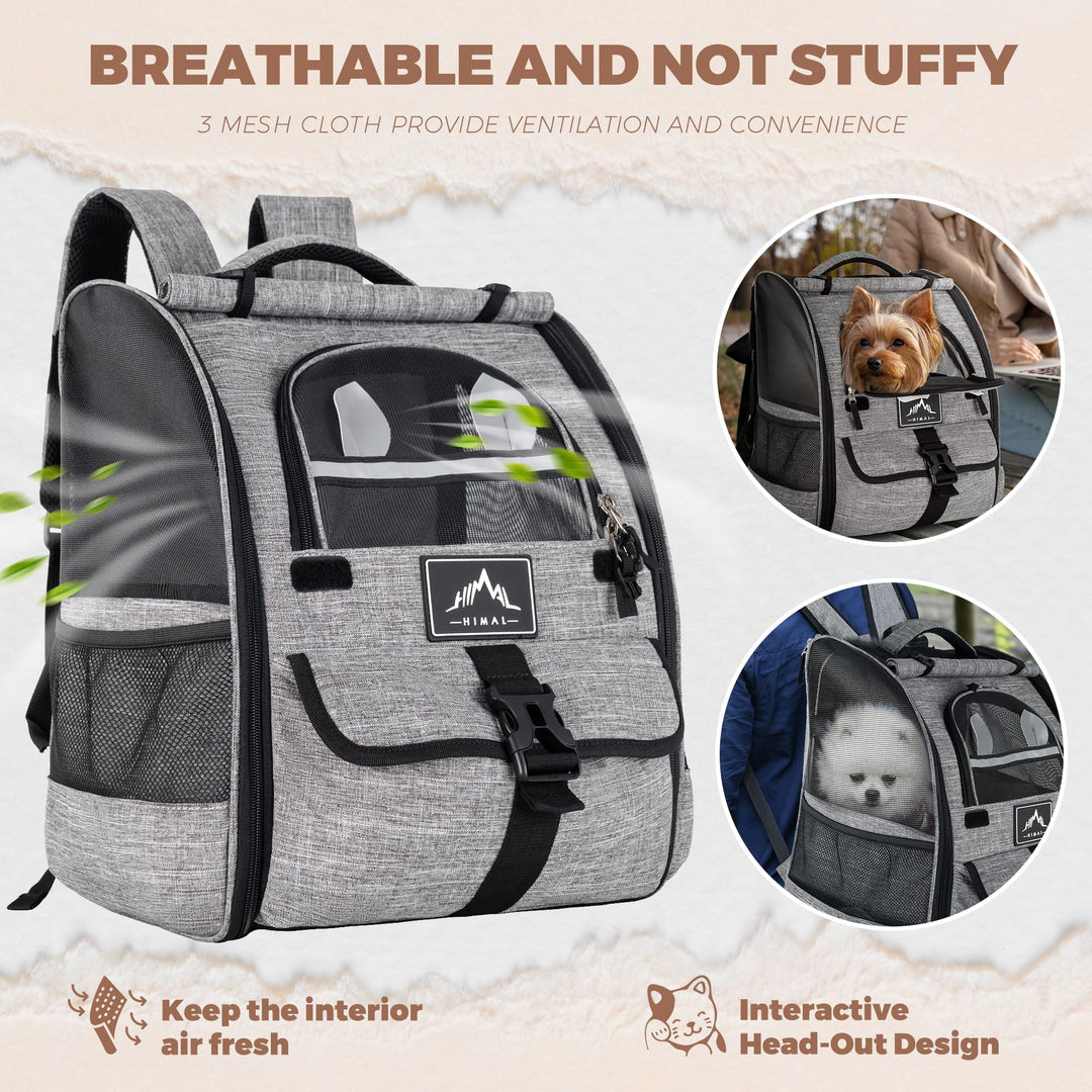 Pet Carrier Backpack for Dogs and Cats,Puppies,Ventilated Design Breathable Dog Carrier Backpack,Cat Bag for Hiking Travel Camping Outdoor Use,Gray