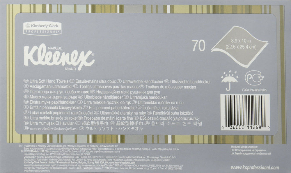 Kimberly Clark 11268 Kleenex Hand Towels Premium Ultra Soft, Pop-Up Box, White (1 Individual Box of 70 Sheets)