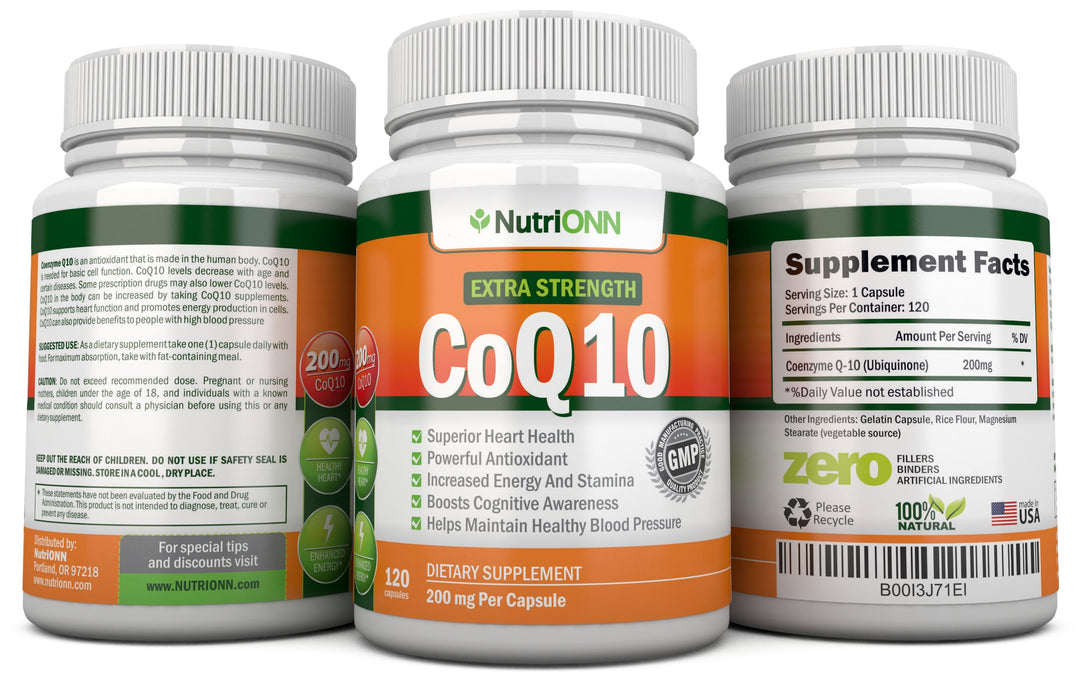 CoQ10 200mg (Double Strength), 120 Capsules - High Absorption Coenzyme Q10 - Scientifically Proven Extra Strength CoQ10 Ubiquinone - 4 Month Supply