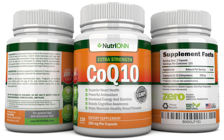 CoQ10 200mg (Double Strength), 120 Capsules - High Absorption Coenzyme Q10 - Scientifically Proven Extra Strength CoQ10 Ubiquinone - 4 Month Supply