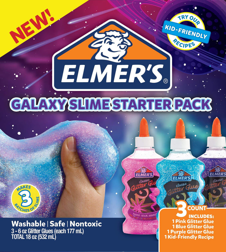 Elmer’s Glue Deluxe Starter Slime Kit | Slime Supplies | Clear School Glue &amp; Glitter Glue Pens, 3 Count