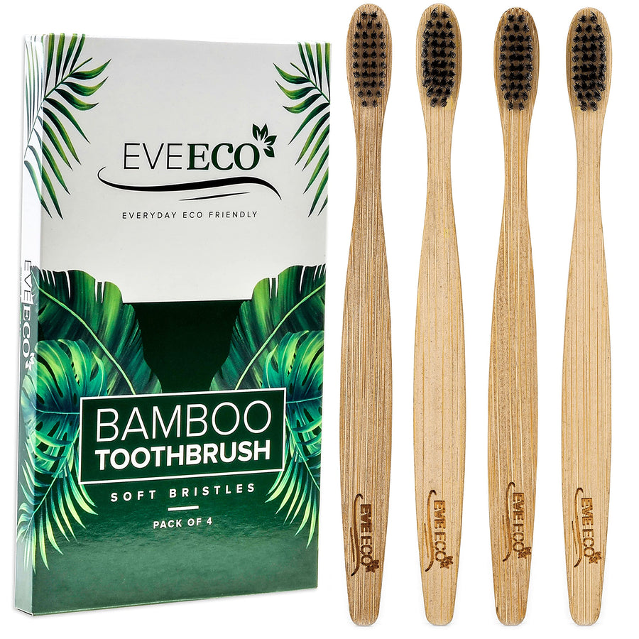 Wood Toothbrush Bamboo | Vegan Charcoal Soft bristles f
