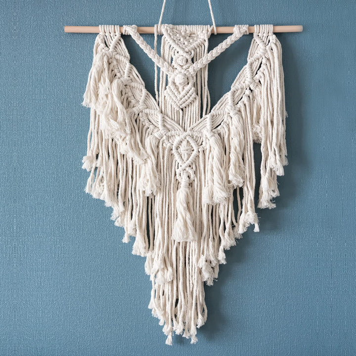 Macrame Cord Kits for Beginner 219 Yard Blue White Macrame Cord 60Pcs Wood Beads 8Pcs Wood Rings 4Pcs Wood Sticks for Plant Hanger Dream Catcher Rings DIY Craft Adults Supplies