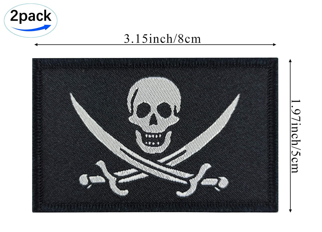 2 Pack Pirate Jack Rackham Flag Patch Pirate Skull Flags Tactical Patch Pride Flag Patch for Clothes Hat Patch Team Military Patch