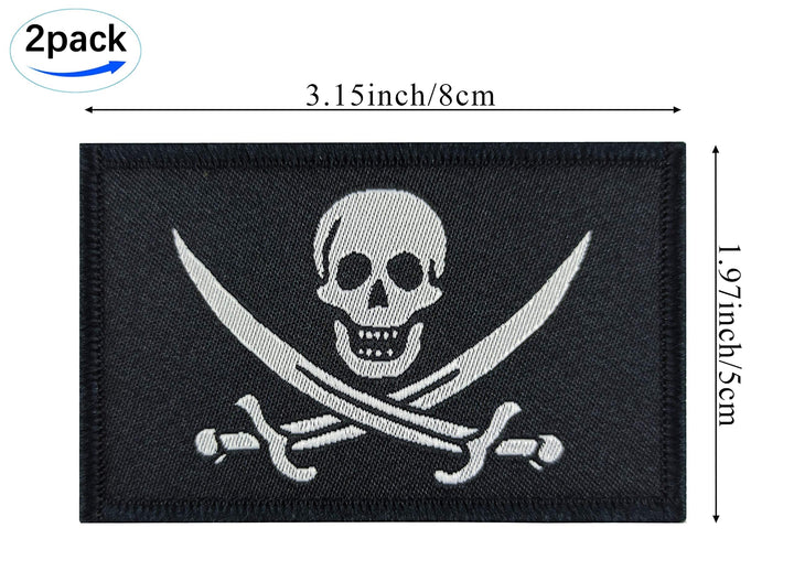 2 Pack Pirate Jack Rackham Flag Patch Pirate Skull Flags Tactical Patch Pride Flag Patch for Clothes Hat Patch Team Military Patch