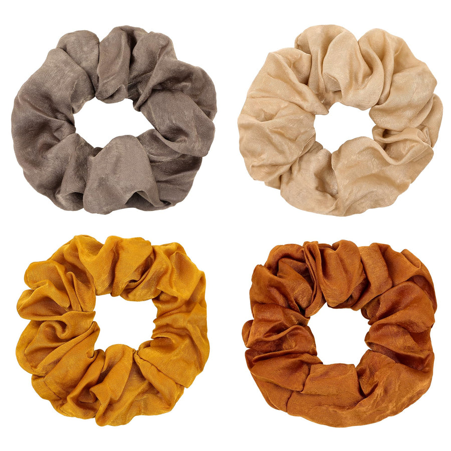 Silk Satin Scrunchies Women Hair Ties - Big Scrunchy Ponytail Holder No Crease Hair Bands Soft Elastic No Hurt Your Hair for Vsco Girl Women Beige Gray Dard Yellow Light Yellow