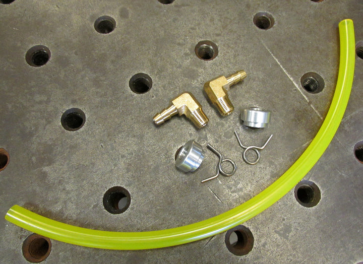 Aluminum Motorcycle Gas Tank Fuel Gauge Oil Bag Sight Window - Yellow Tygon Hose Style External Fuel Gauge - Alum Bungs - Chopper Bobber Cafe Racer Harley (YEL/AL)