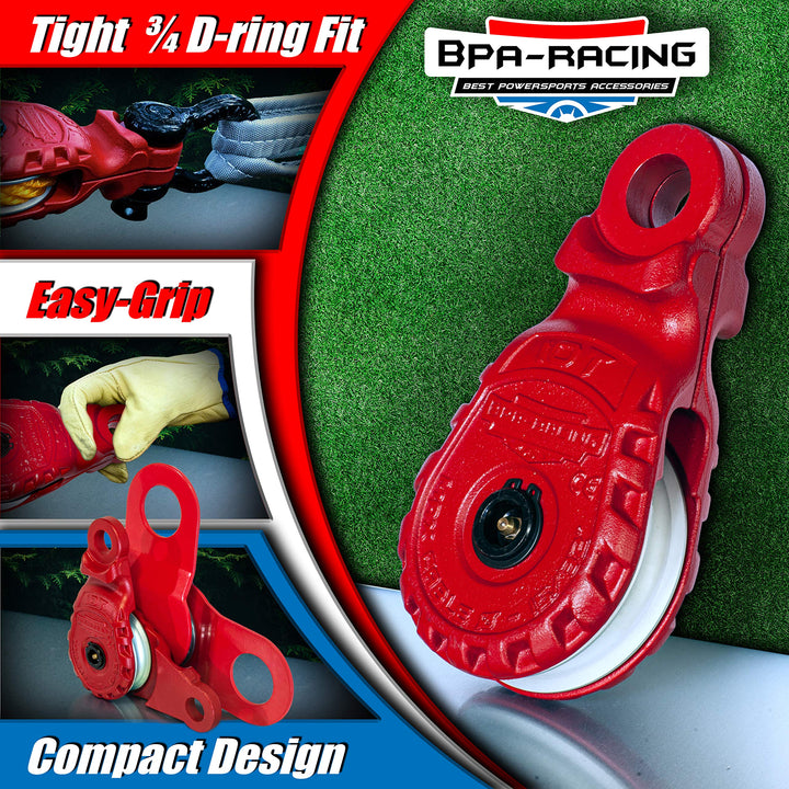 10-Ton Snatch Block | Pulley Block with Easy Grip Handle | Works with 3/4 D-Rings &amp; Synthetic Rope up to 15/32” | Heavy Duty Winch Accessories | Offroad Recovery Emergency Kit