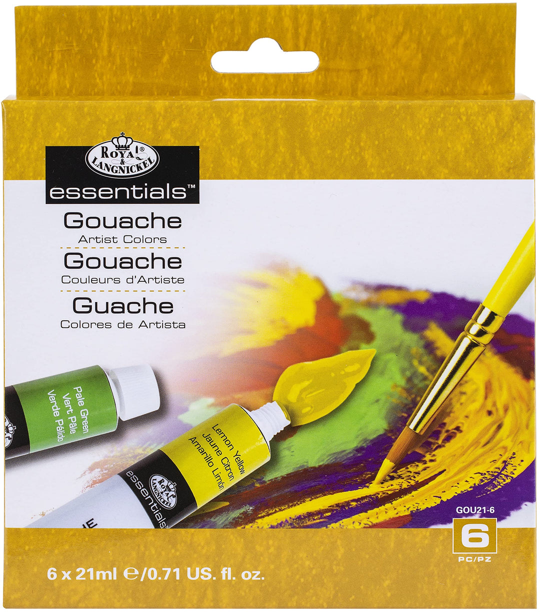 Royal &amp; Langnickel Gouache Color Artist Tube Paint, 21ml, 6-Pack