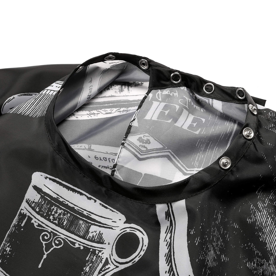 Professional Waterproof Hair Styling Cape Nylon Haircuting Salon Cape Gown Hair Salon with Snap Closure - 50 x 60 Black