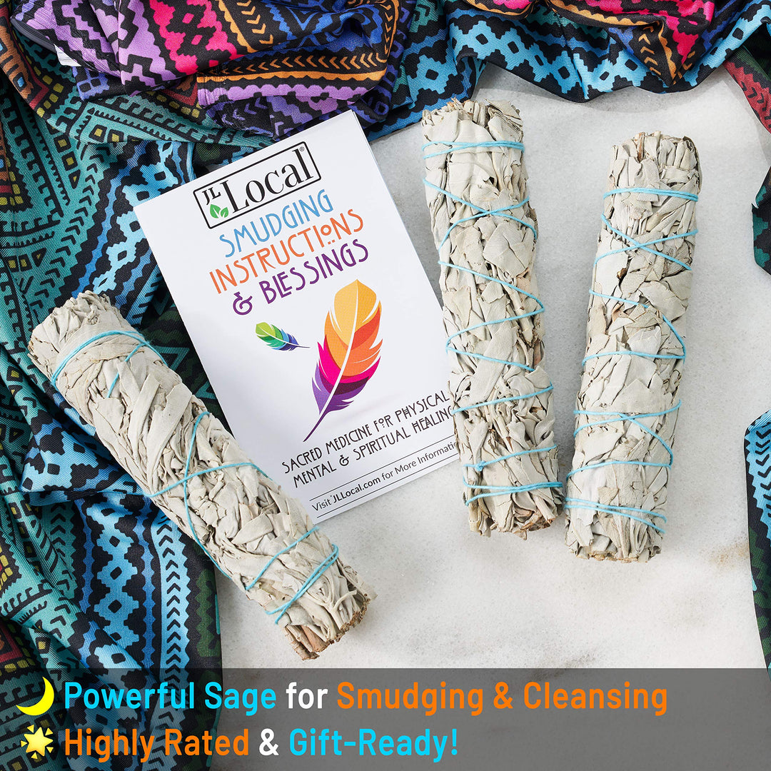 6 3 Pack White Sage Smudge Sticks | 6-inch Large Wanderlust Smudging Wand Incense Stick for Cleansing, Purifying, Healing, Meditation, Yoga, Blessing New Home (3 Pack)