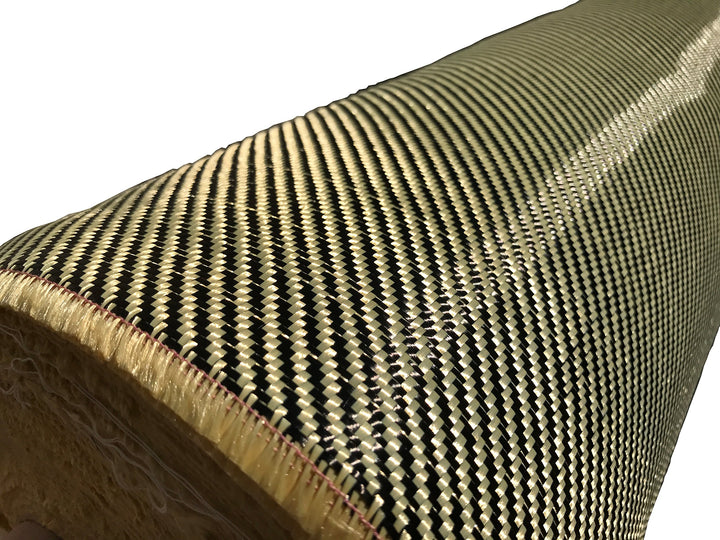 - 1 Meter Wide (39.8 in) - Carbon Fiber Aramid Fabric - Yellow - 3K - 240g/meter - Twill Weave Wide Hemmed Fabric for Repair, DIY Projects