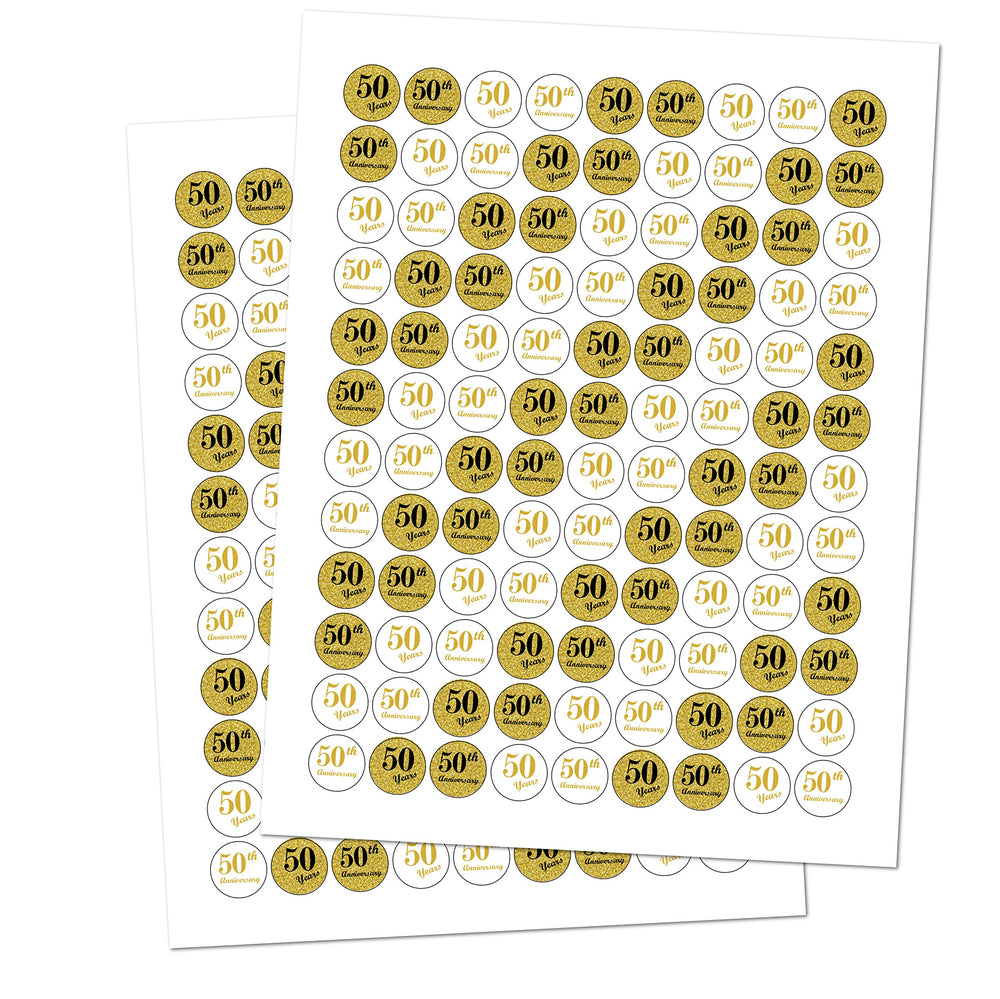 50th Anniversary Kisses Stickers, (Set of 216) Chocolate Drops Labels Stickers for 50th Wedding Anniversary, Hershey's Kisses Party Favors Decor