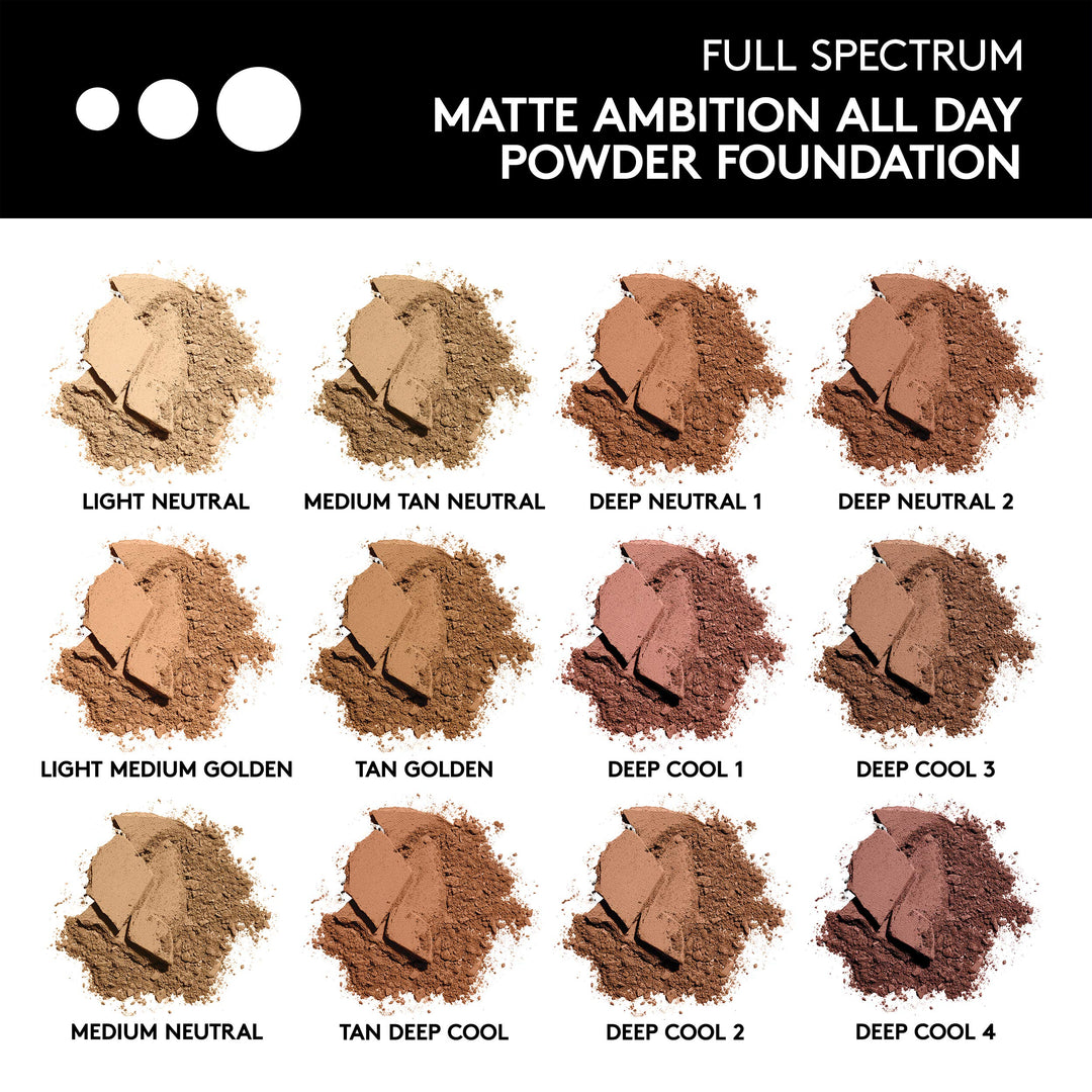 Matte Ambition, All Day Powder Foundation, Light-medium Golden, 0.38 Ounce