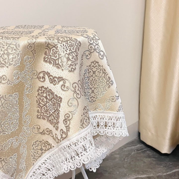 Nightstand Tablecloth,Farmhouse Tablecloth,Side Table Cover,Table Cloth for Bedside Table/Nightstand/Tea Table/Flower vase Table,Table Dustcover Doilies for Furniture (31 * 31 inch, Gold)