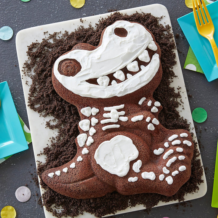 Dinosaur Cake Pan, Kids 3D Birthday Cake Pan, Silver, Aluminum