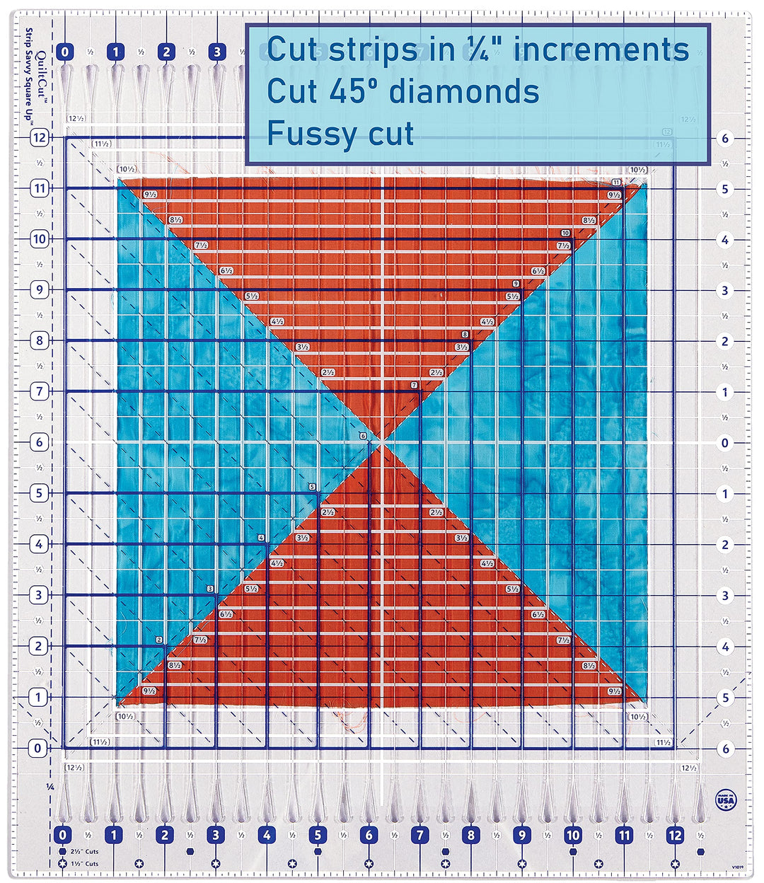 QuiltCut Strip Savvy Square Up Slotted Quilting Ruler, 