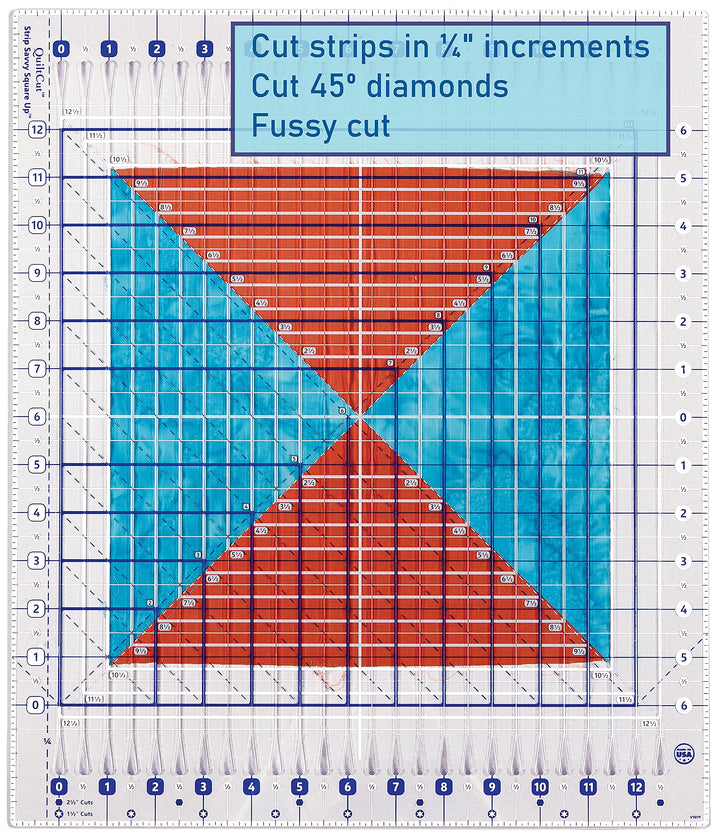 QuiltCut Strip Savvy Square Up Slotted Quilting Ruler, 