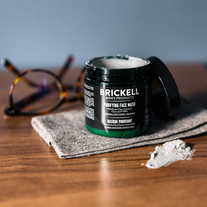 Brickell Men&#39;s Purifying Charcoal Face Mask Skin Care Product, Natural and Organic Activated Charcoal Facial Mask With Detoxifying Kaolin Clay, 4 Ounce, Unscented
