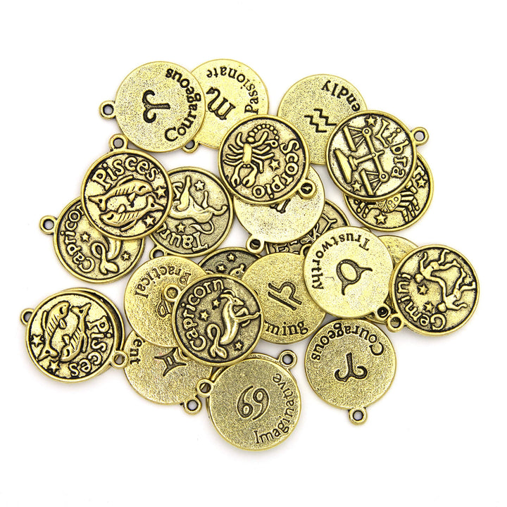 Cousin DIY Zodiac Charm Set, 24 Count, Gold