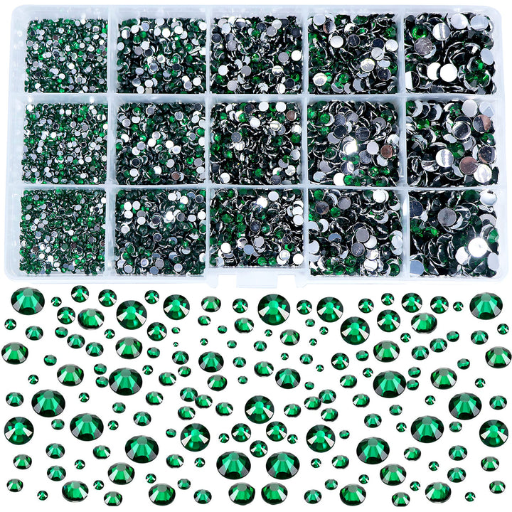 7500Pcs Emerald Green Nail Rhinestones 3D Nail Art Diamond for Nail Decoration Bead Flatback Gem Stones Sparkly Green Crystal Rhinestones Nail Design Charms for Nail DIY Crafts Shoes Jewelry