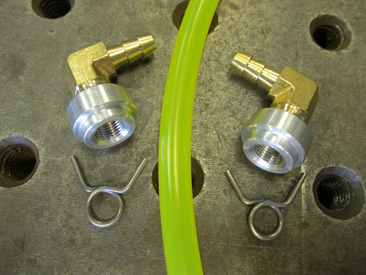 Aluminum Motorcycle Gas Tank Fuel Gauge Oil Bag Sight Window - Yellow Tygon Hose Style External Fuel Gauge - Alum Bungs - Chopper Bobber Cafe Racer Harley (YEL/AL)