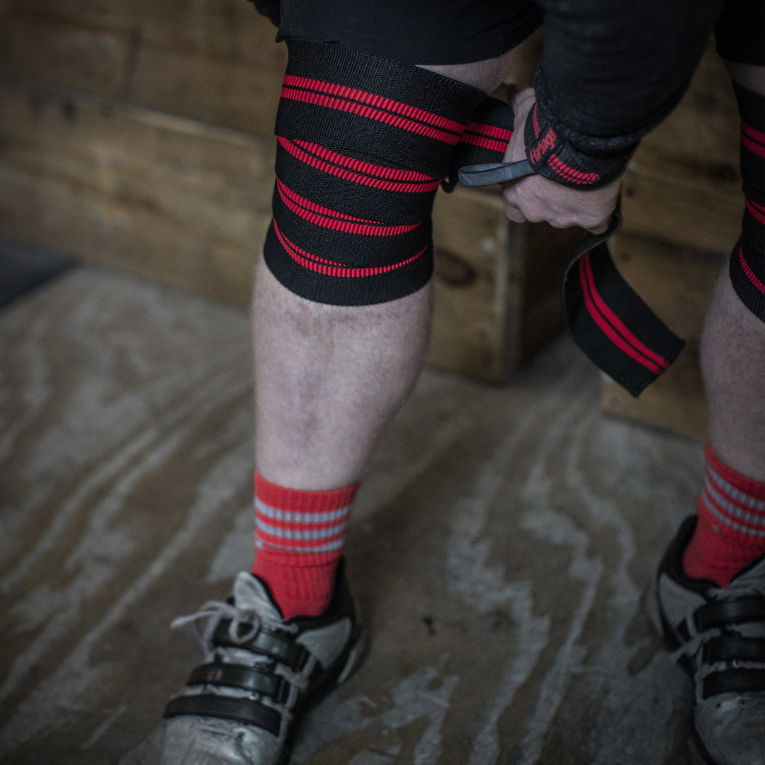Red Line 78-Inch Knee Wraps for Weightlifting (Pair) , Black